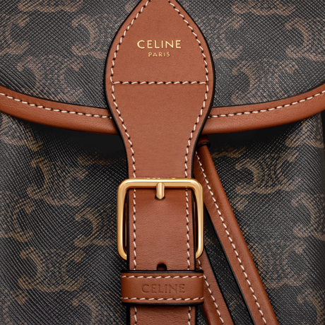 MEDIUM BACKPACK FOLCO IN TRIOMPHE CANVAS AND CALFSKIN TAN - Image 4